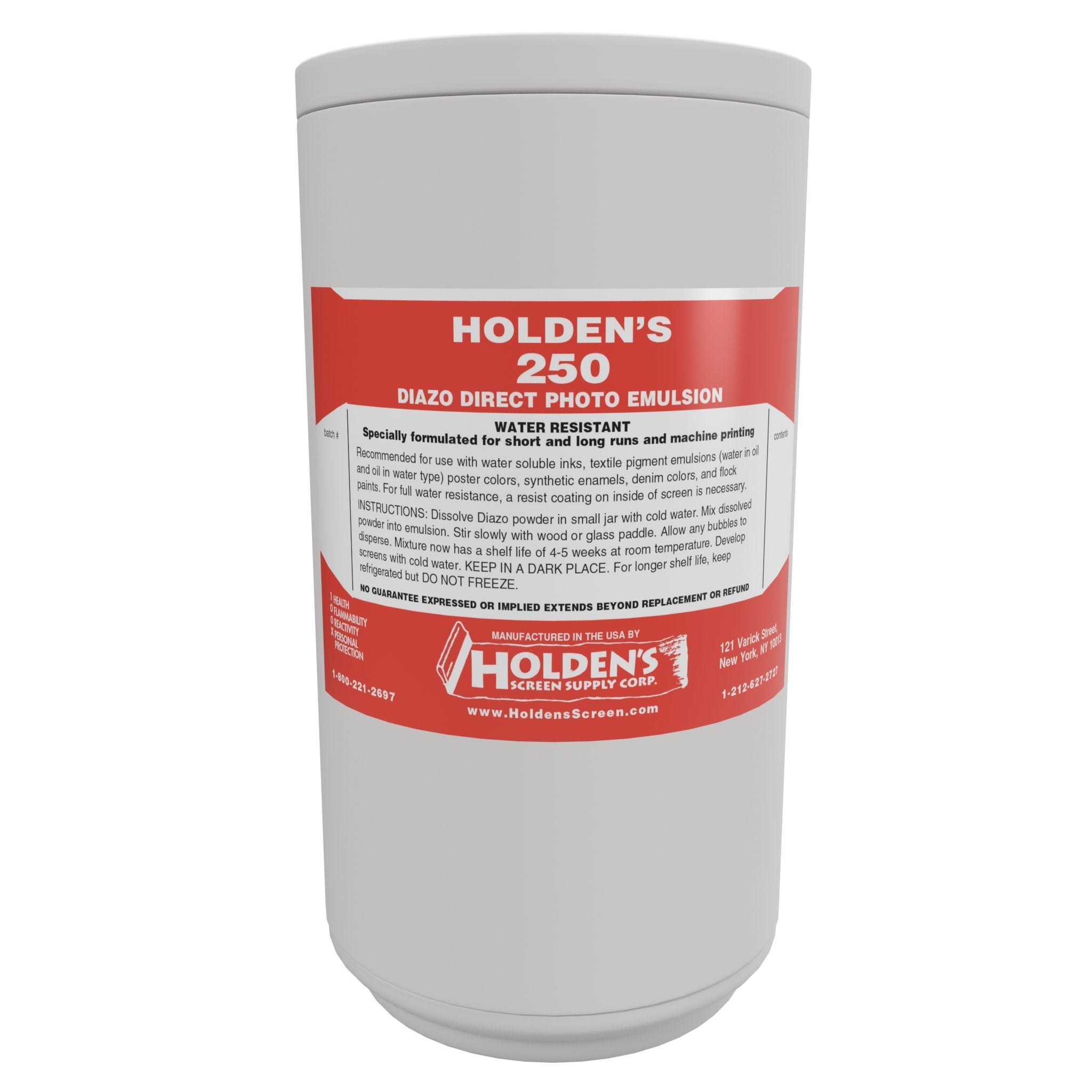 Holden's 250 Diazo Photo Emulsion for water based printing - Holden's Screen Supply