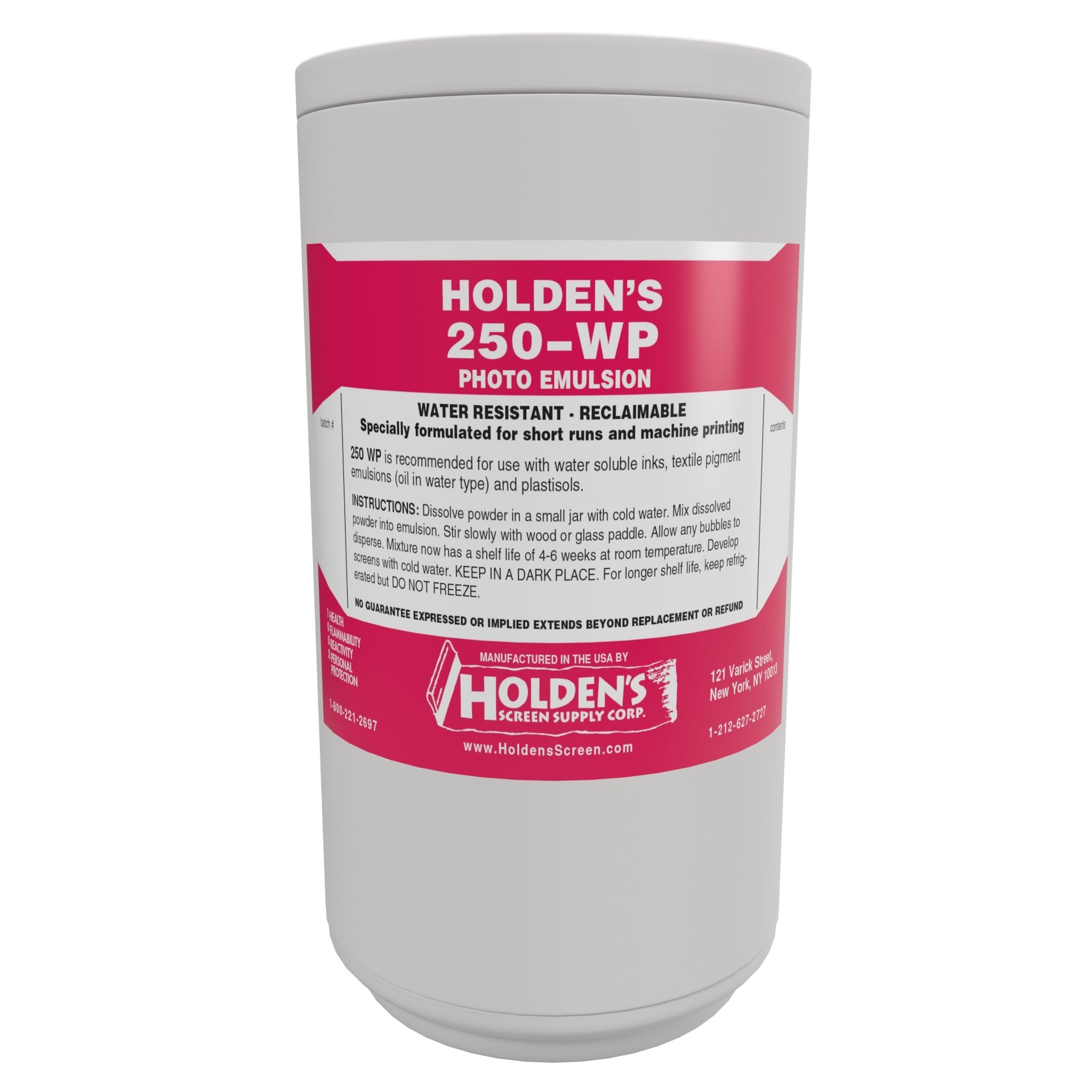 Holden's 250WP Diazo Photo Emulsion for water based printing - Holden's Screen Supply
