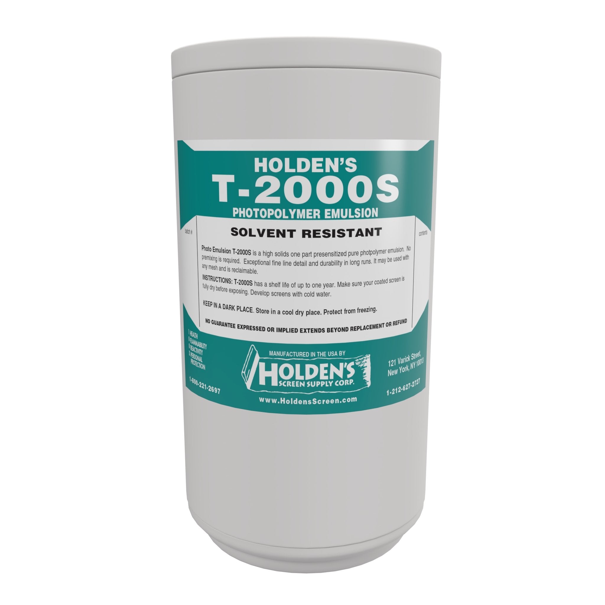 Holden's T-2000S Pure Photopolymer Emulsion for solvent printing - Holden's Screen Supply