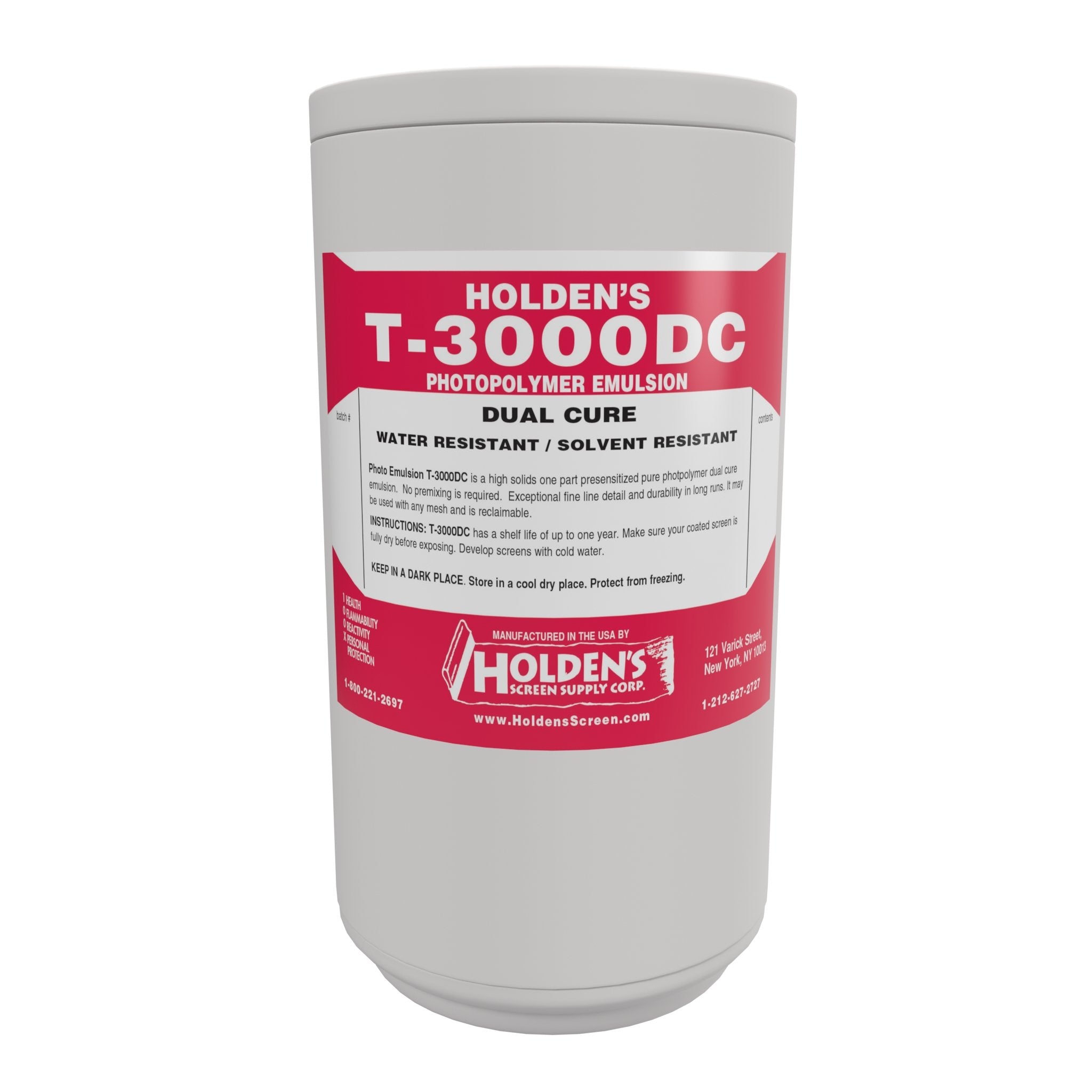 Holden's T-3000DC Dual Cure Pure Photopolymer Emulsion - Holden's Screen Supply