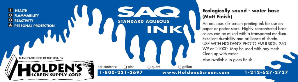 SAQ Poster Inks for paper and card stock - Holden's Screen Supply